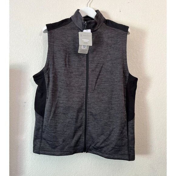 Pro Tour Mens Full Zip Thermal Golf Vest Size Medium Gray Black Soft & Warm New